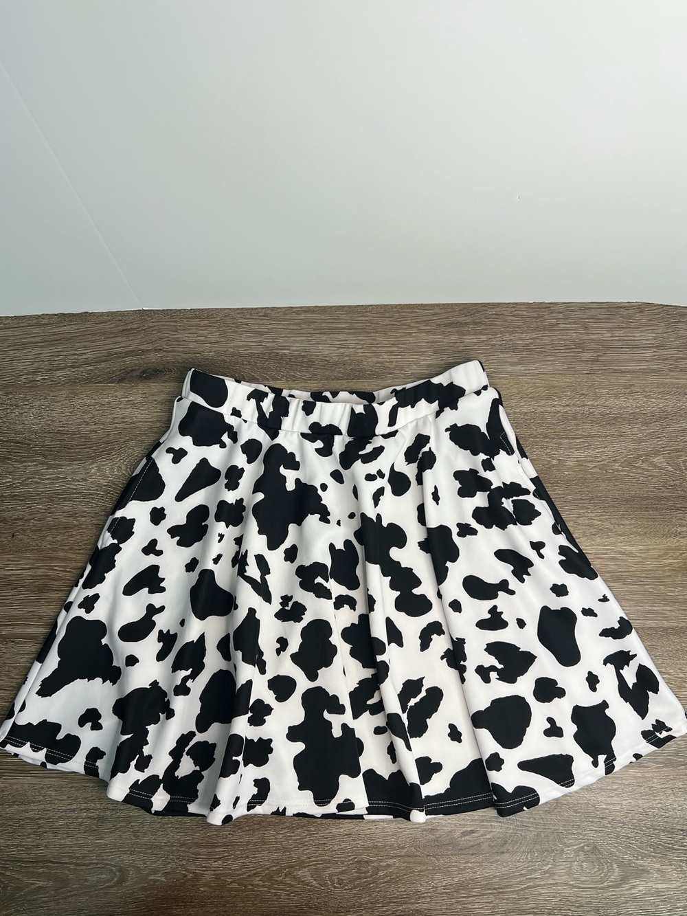 Midnight Hour Cow Print Skater Skirt XL Black White Western Y2K Mini